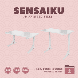 Miniature Replica 02. UPPSPEL Gaming Desk 55 In on Casters for Miniature Dollhouse - IKEA - 3D Print 3d model