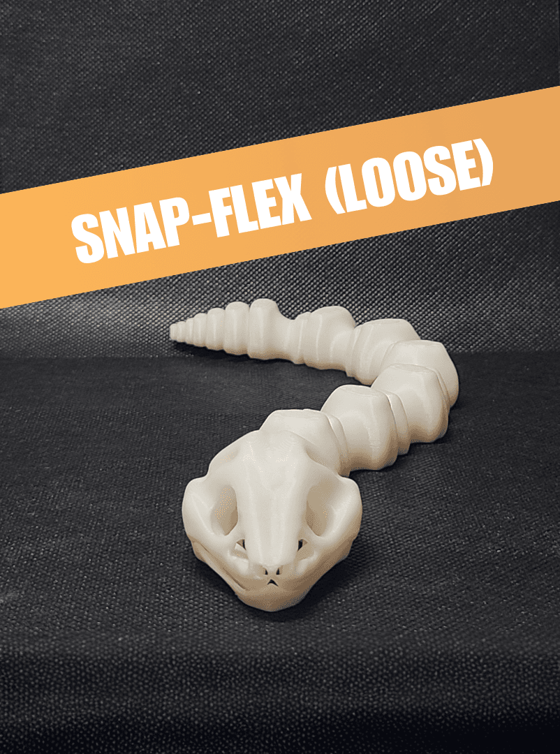 Sleek-Eyed Bone Snake (Loose) - Articulated Snap-Flex Fidget 3d model