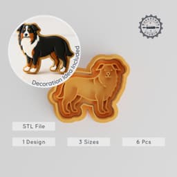 Australian Shepherd Cookie & Fondant Cutter Stamp Set, Pet, Animals, Herding Dog, Puppy, Breed, 3 Sizes, 6 Pieces STL PRODUCT_277 3d model