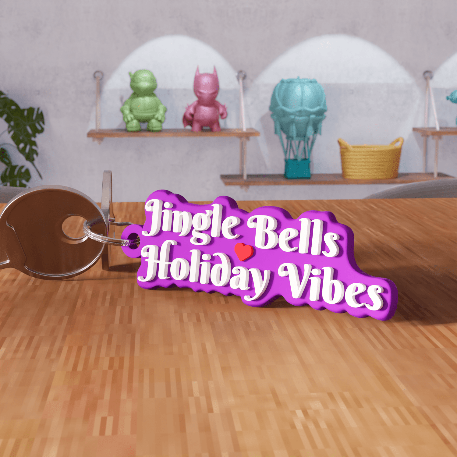 Jingle Bells Holiday Vibes Christmas Keychain 3d model