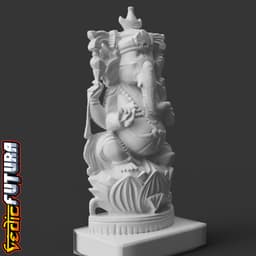 Ganesh on Lotus with Crescent moon Crown 3d model