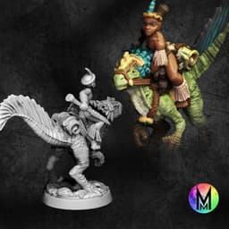 Kid Hero - Jabu the Raptor Rider (Child Adventurer with Raptor Mount) 3d model