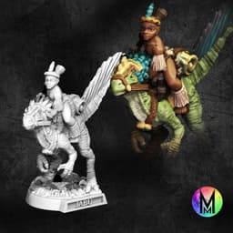 Kid Hero - Jabu the Raptor Rider (Child Adventurer with Raptor Mount) 3d model