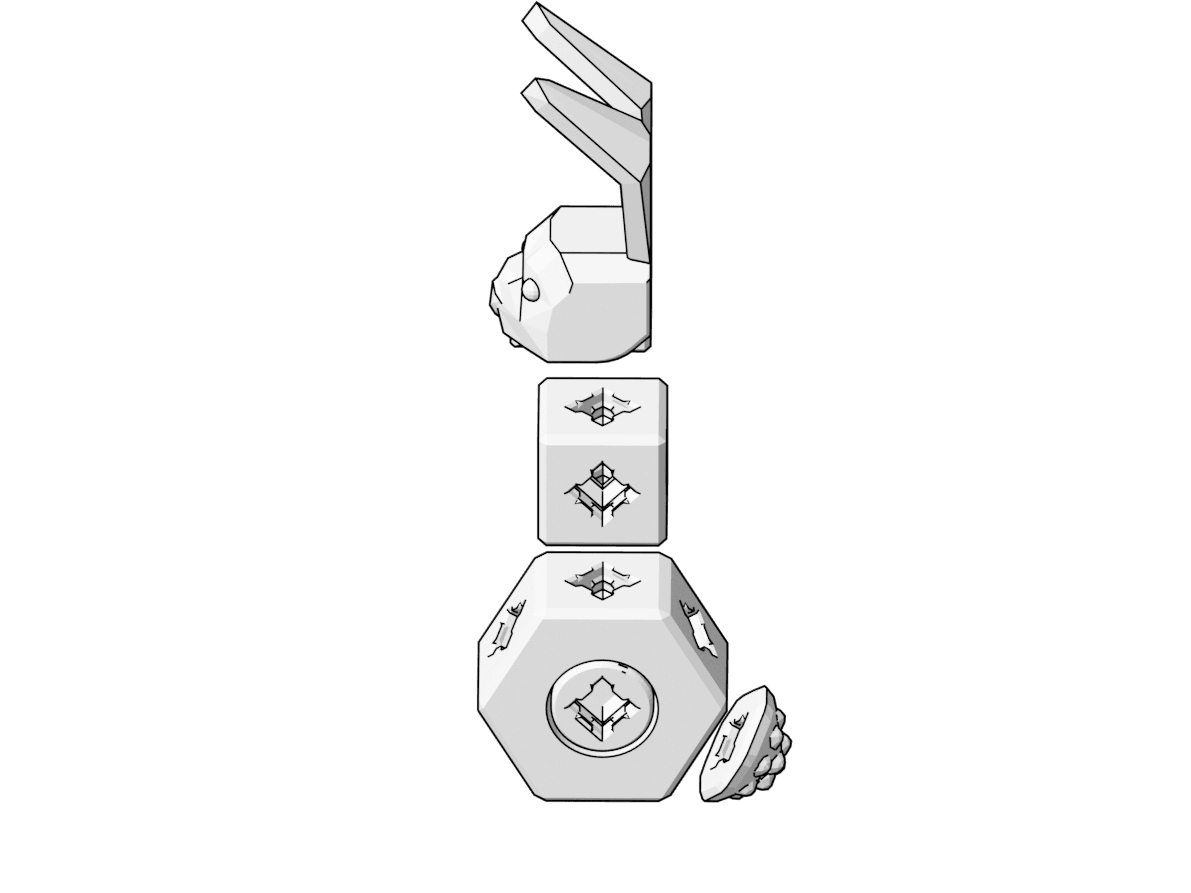 PrintABlok Rabbit Articulated Robot Construction Toy 3d model