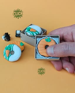 Carrot Donut Fidget Clicker Keychain, Cute Bakery Style Switch Toy 3d model