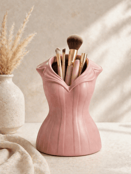 Free Corset Makeup Brush Holder STL – Coquette Vanity Organizer & Cosmetic Brush Cup 3D Print 3d model