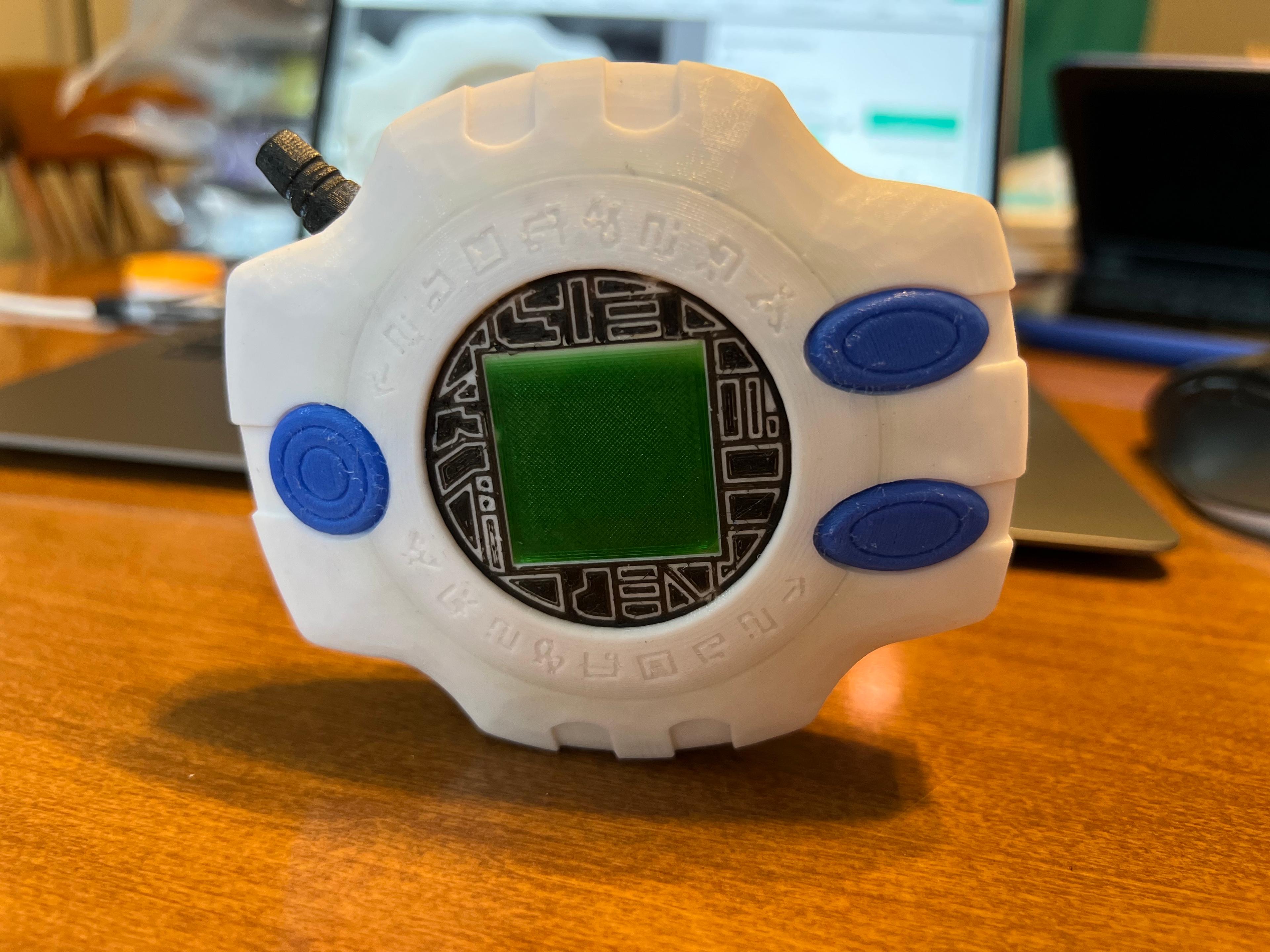 Digimon Digivice #frankly_built.stl - Minor remix to just have a flat green screen. Printed in PLA on Prusa i3 MK3S + MMU2S with .1mm layers - 3d model