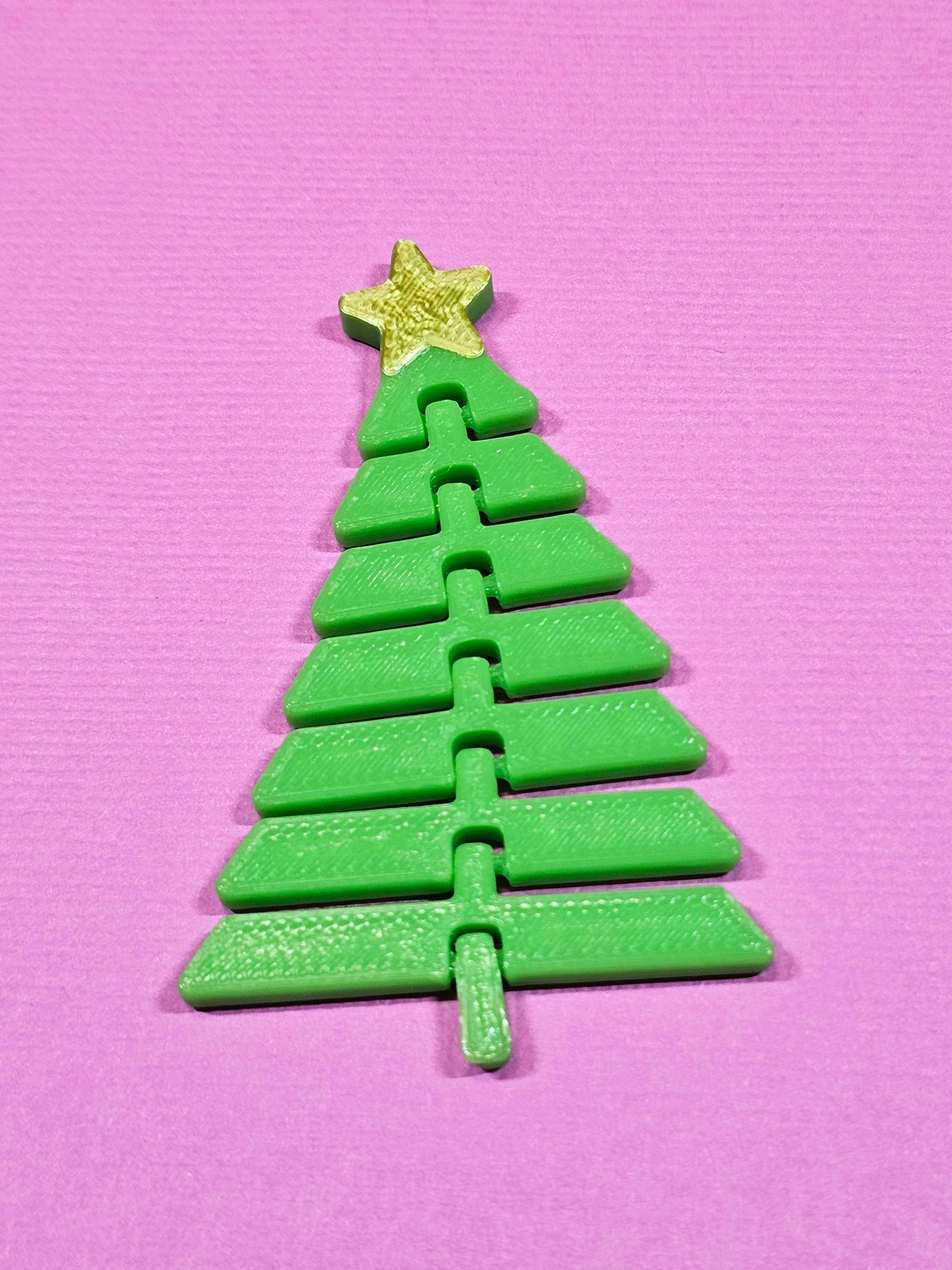 Articulated Christmas Tree with Star - Print in place fidget toy - 3mf 3d model