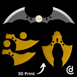 Batman Movable Blade (No Support Required) 3d model