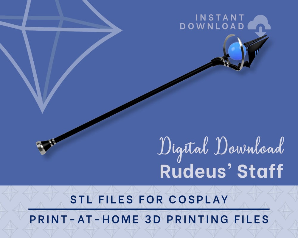 Rudeus Staff STL Files - Mushoku Tensei: Jobless Reincarnation Cosplay Prop (Digital Download) 3d model