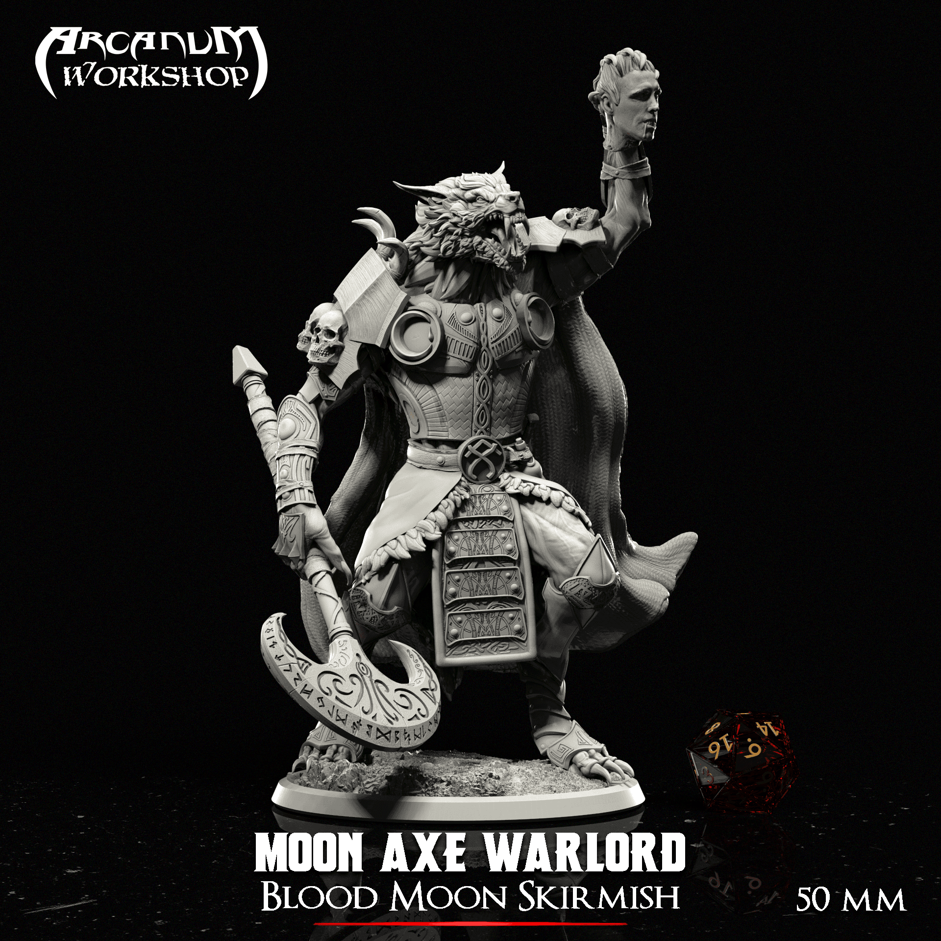 Werewolf Warlord Moon Axe (50mm) 3d model