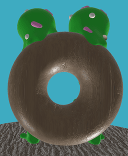 DoughCroak - Donut Frog with Articulated Frog Legs 3d model