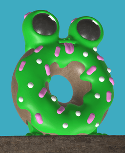 DoughCroak - Donut Frog with Articulated Frog Legs 3d model