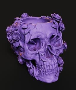 Rose Skull Planter STL | Gothic Decor 3D Print | Functional 3d model