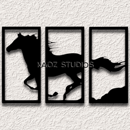 wild horse panel set wall art stallion wall decor country decoration 3d model