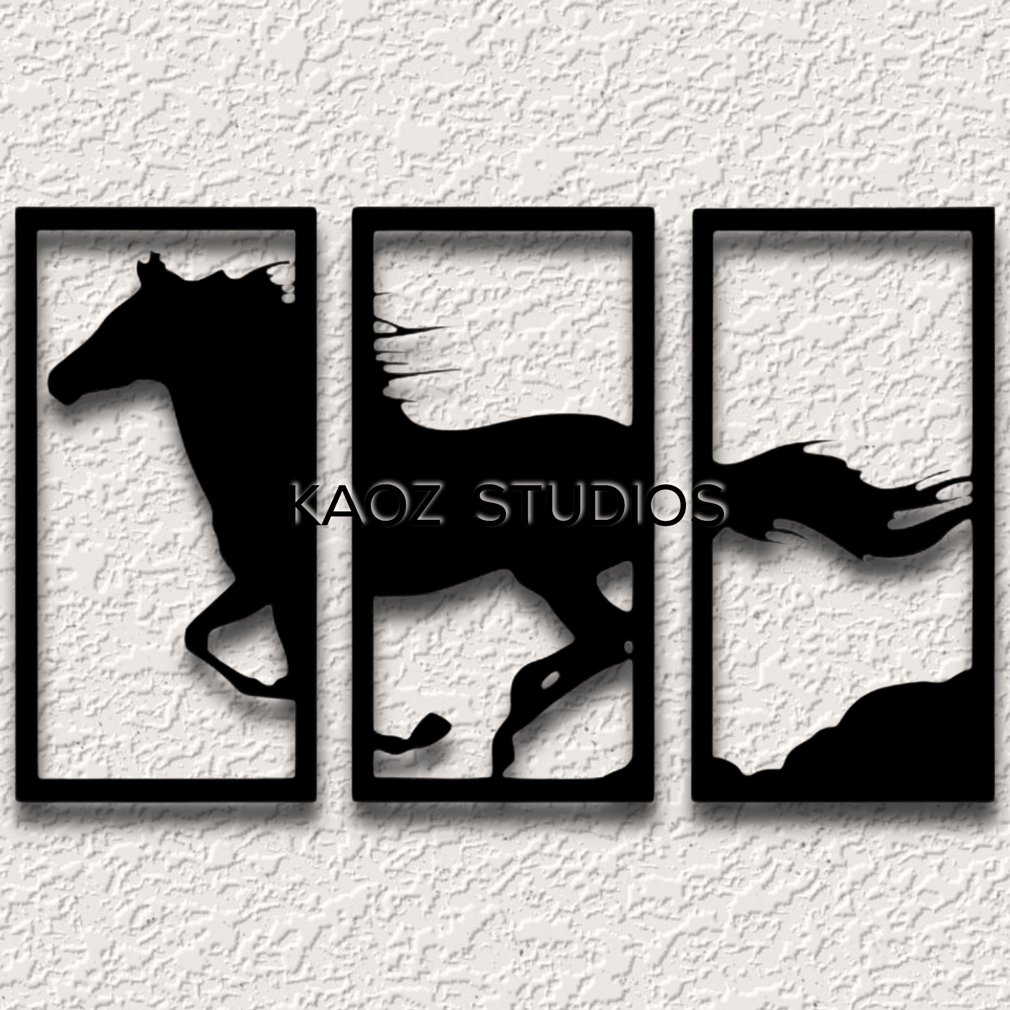 wild horse panel set wall art stallion wall decor country decoration 3d model