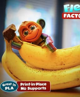 Flexi Factory Monkey with Banana, Tree and 3MF File Included! 3d model