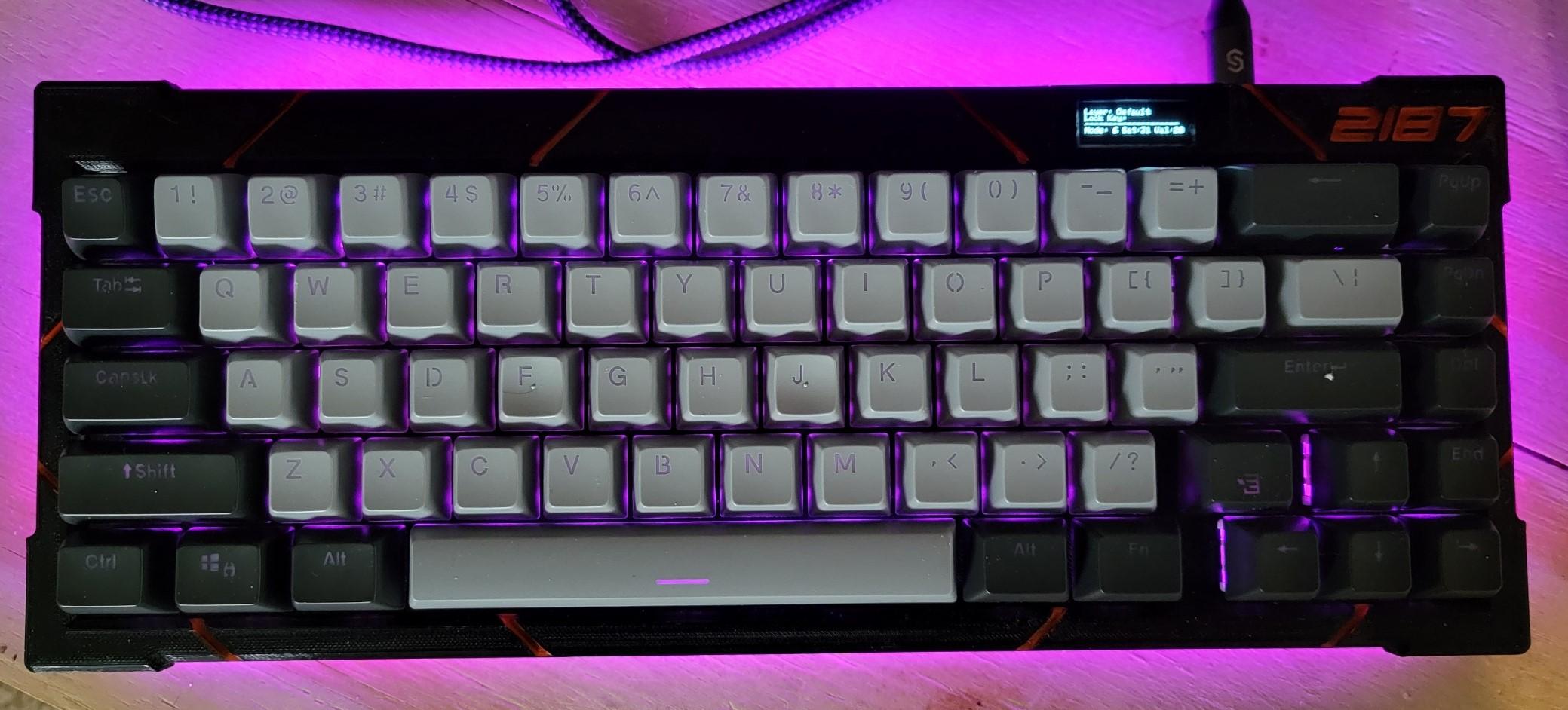 The2187Lite - A Handwired 65% revision of The2187 TKL with OLED and RGB! 3d model