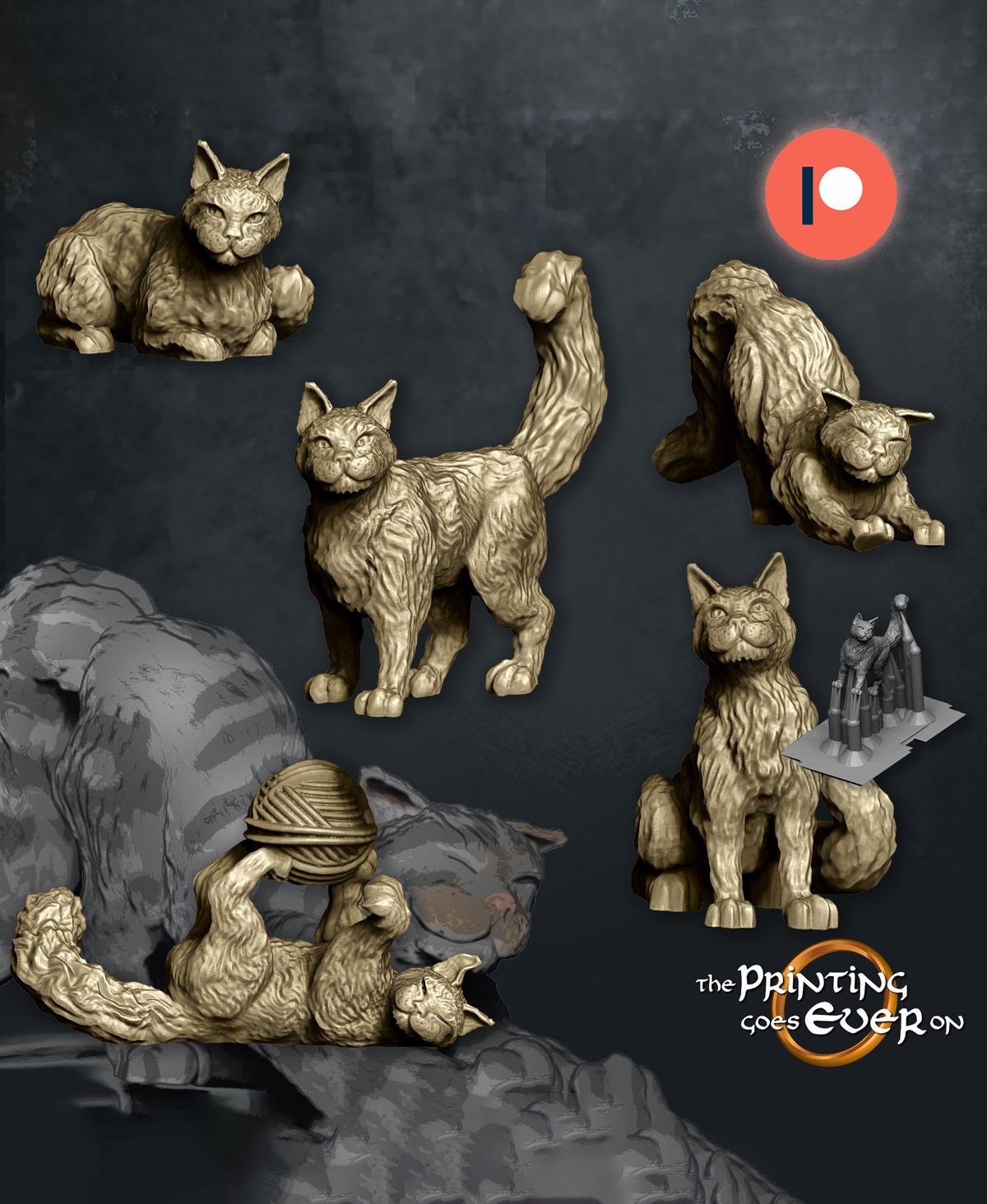 House Cats - five poses 3d model
