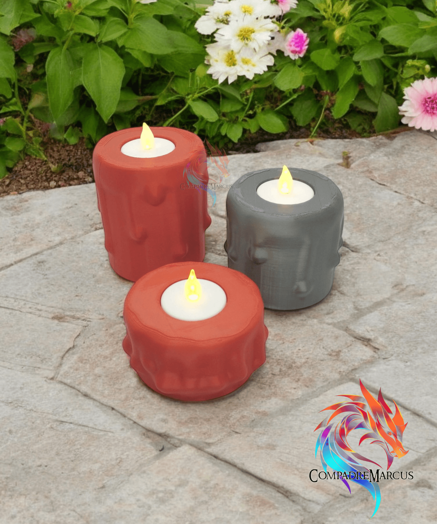 Melting LED Candle Holders display set of 3 / No supports / 3mf included 3d model