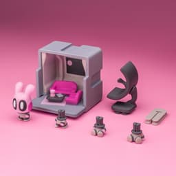 Space Blob Moxi - Mini Playset Art Toy with Modular Box 3d model