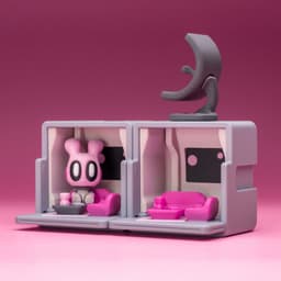 Space Blob Moxi - Mini Playset Art Toy with Modular Box 3d model