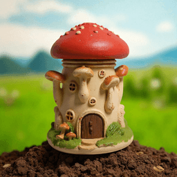 Whimsical Mushroom Cottage Jar 3d model