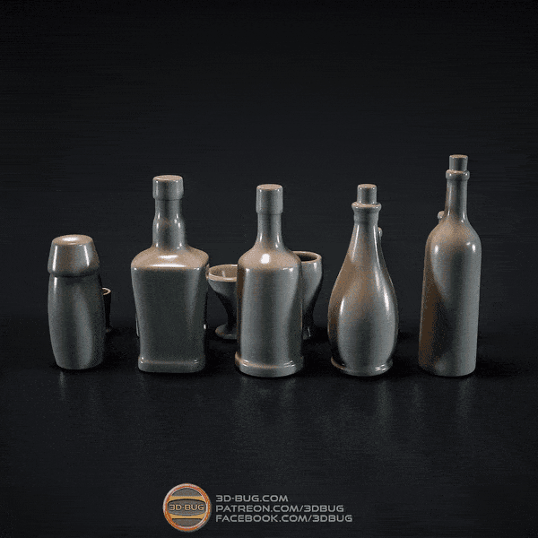Miniature glasses set (11 items) 3d model
