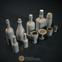 Miniature glasses set (11 items) 3d model