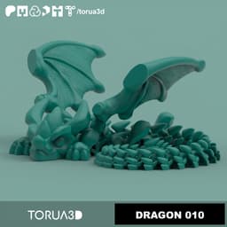 Articulated dragon with wings 010 - Print in place - No supports - STL 3d model