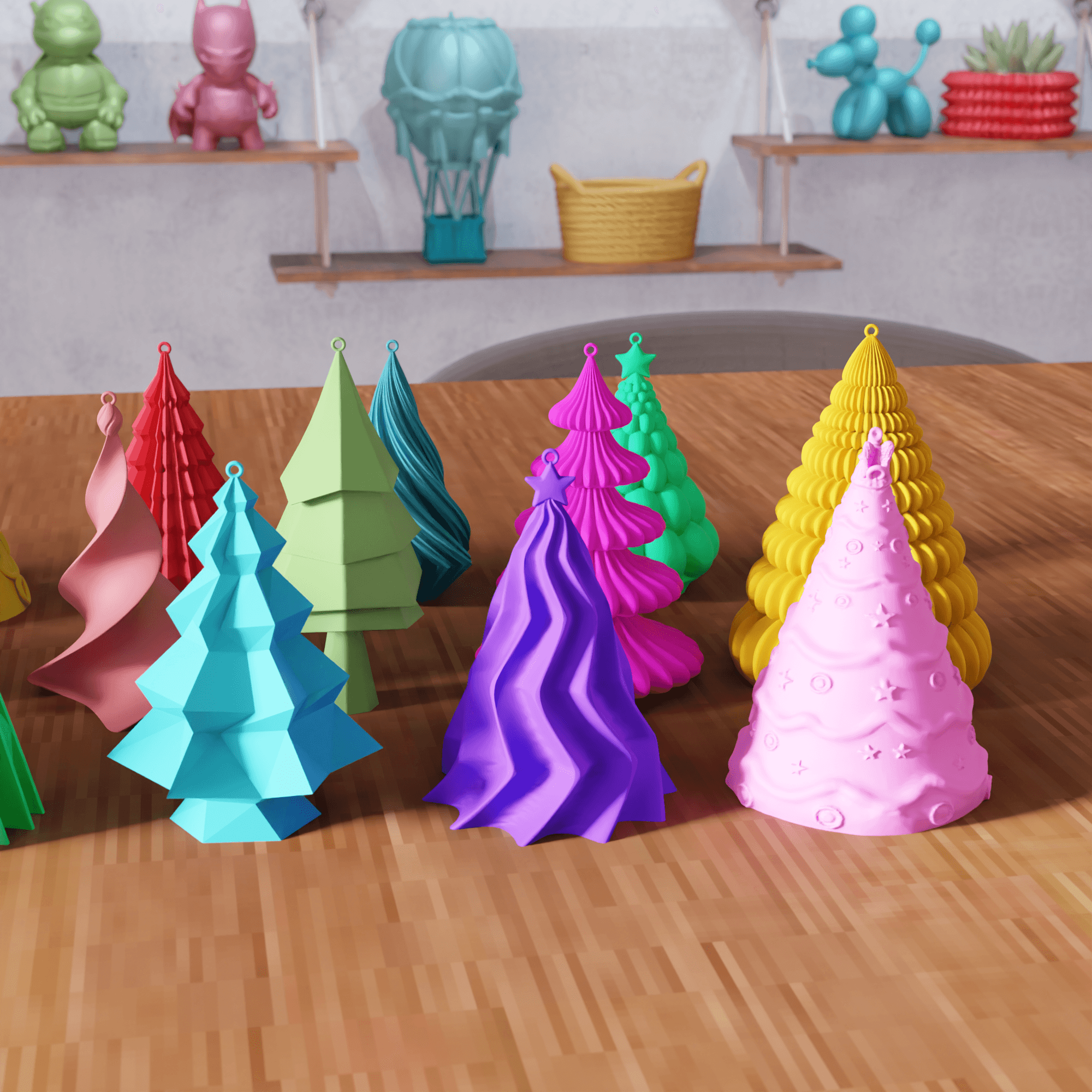 24 Pcs Mini Christmas Tree Ornament Bundle 3d model