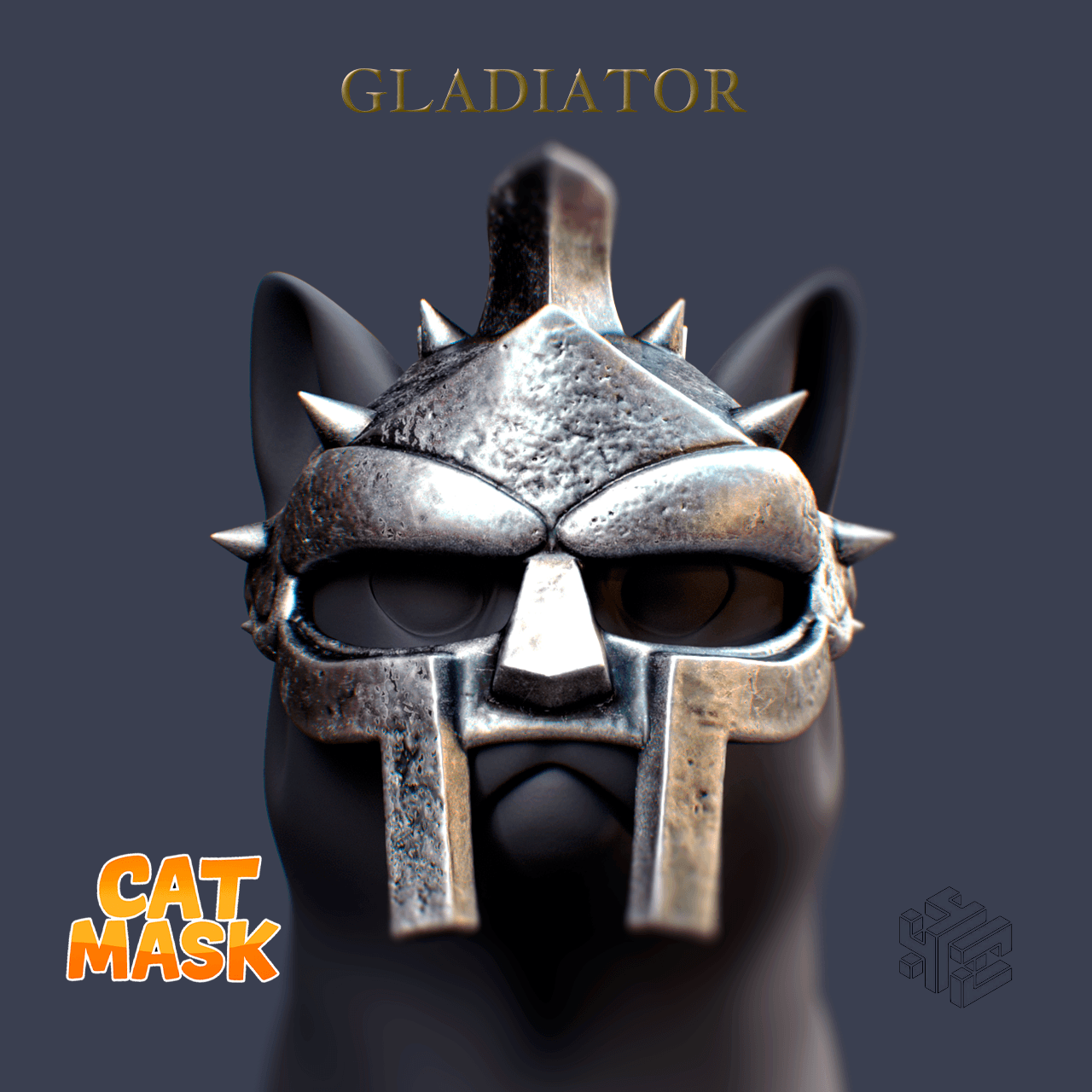 Maximus Gladiator Cat Mask – 3D Printable Pet Helmet STL 3d model