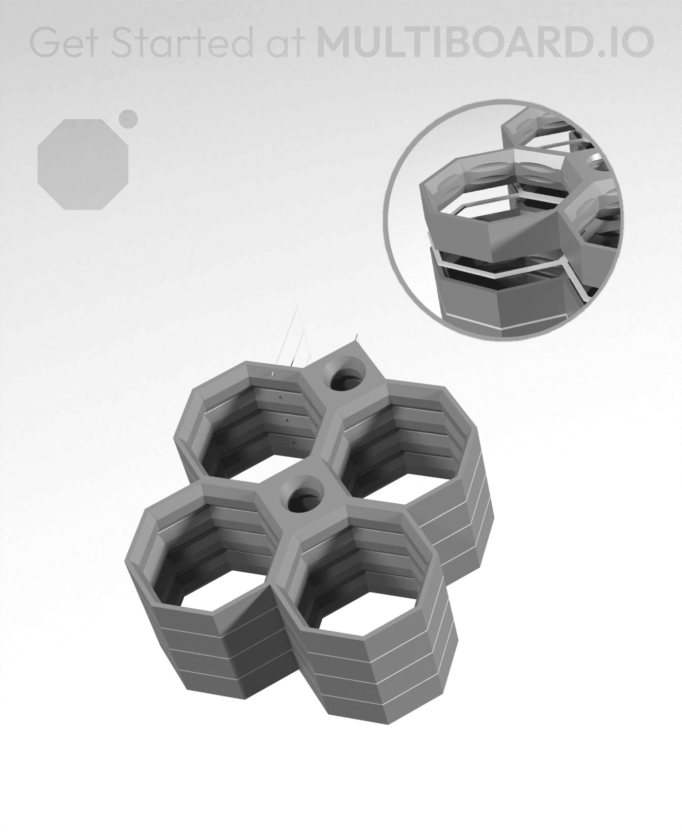 2x2 Multiboard Side Legacy Tile - x4 Multi-Material Stack 3d model