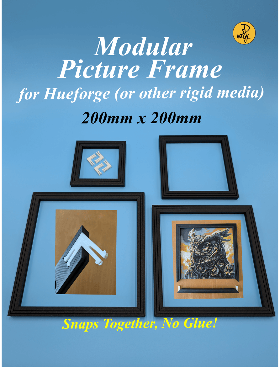 200 x 200mm Modular Picture Frame for Hueforge - TWIN SLOT 3d model