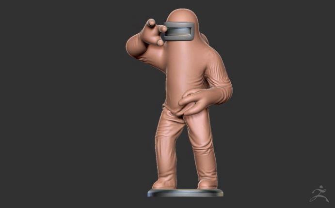 Among Us CrewMate In Fear 3d model