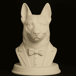 German Shepherd Suited Dog Bust - 3D Printable STL 3MF File - Pet Memorial Statue 3d model