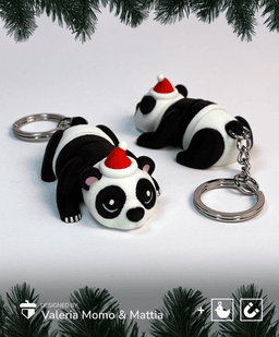 Cute Flexi Panda Santa Hat (Toy, Keychain & Magnet) 3d model