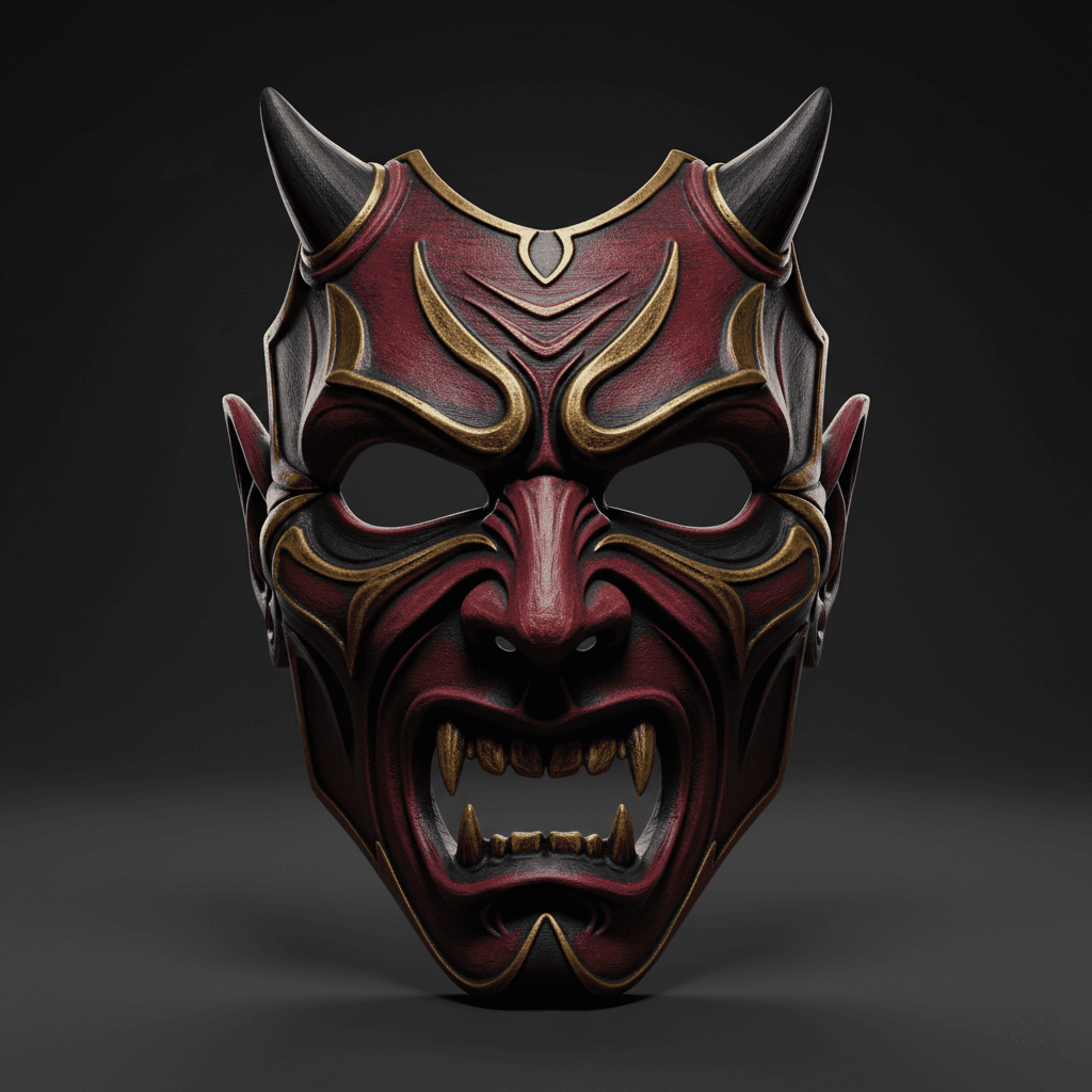 Crimson Devil Wearable Cosplay Mask Premium STL File 3d model