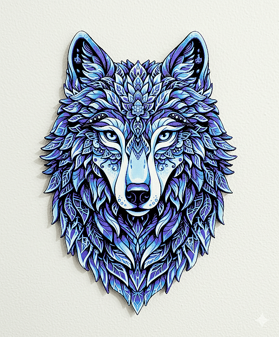 FULL COLOR ICE WOLF Wall Art Home Decor 3d model
