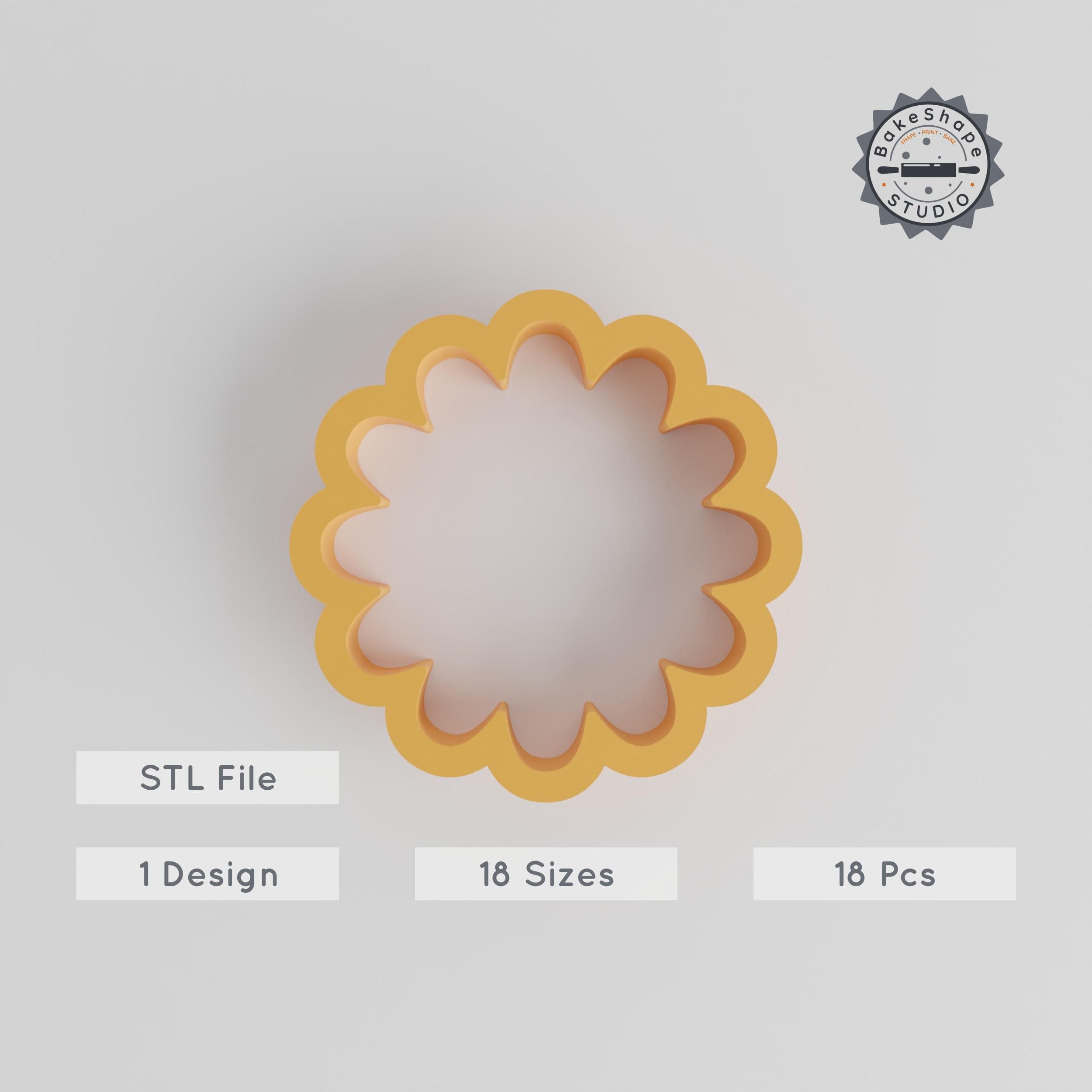 Daisy Flower Cutter Set, 18-Piece Floral Shape Set for Cookies, Fondant & Clay, Botanical Spring Bloom Design, 0.75" - 5" PRODUCT_1435 3d model