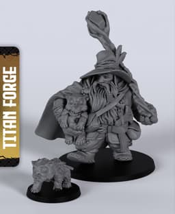 Dwarf Male Druid - With Free Dragon Warhammer - 5e DnD Inspired for RPG and Wargamers 3d model