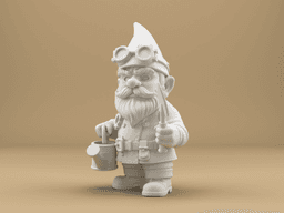 Steampunk Garden Gnome – 3D Printable Figurine with Goggles, Shovel and Watering Can 3d model