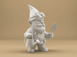 Steampunk Garden Gnome – 3D Printable Figurine with Goggles, Shovel and Watering Can 3d model