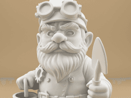 Steampunk Garden Gnome – 3D Printable Figurine with Goggles, Shovel and Watering Can 3d model