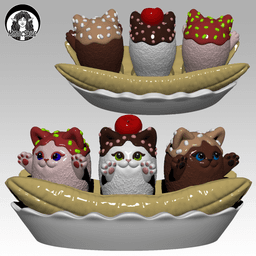Banana Split Kitty - Clickers 3d model