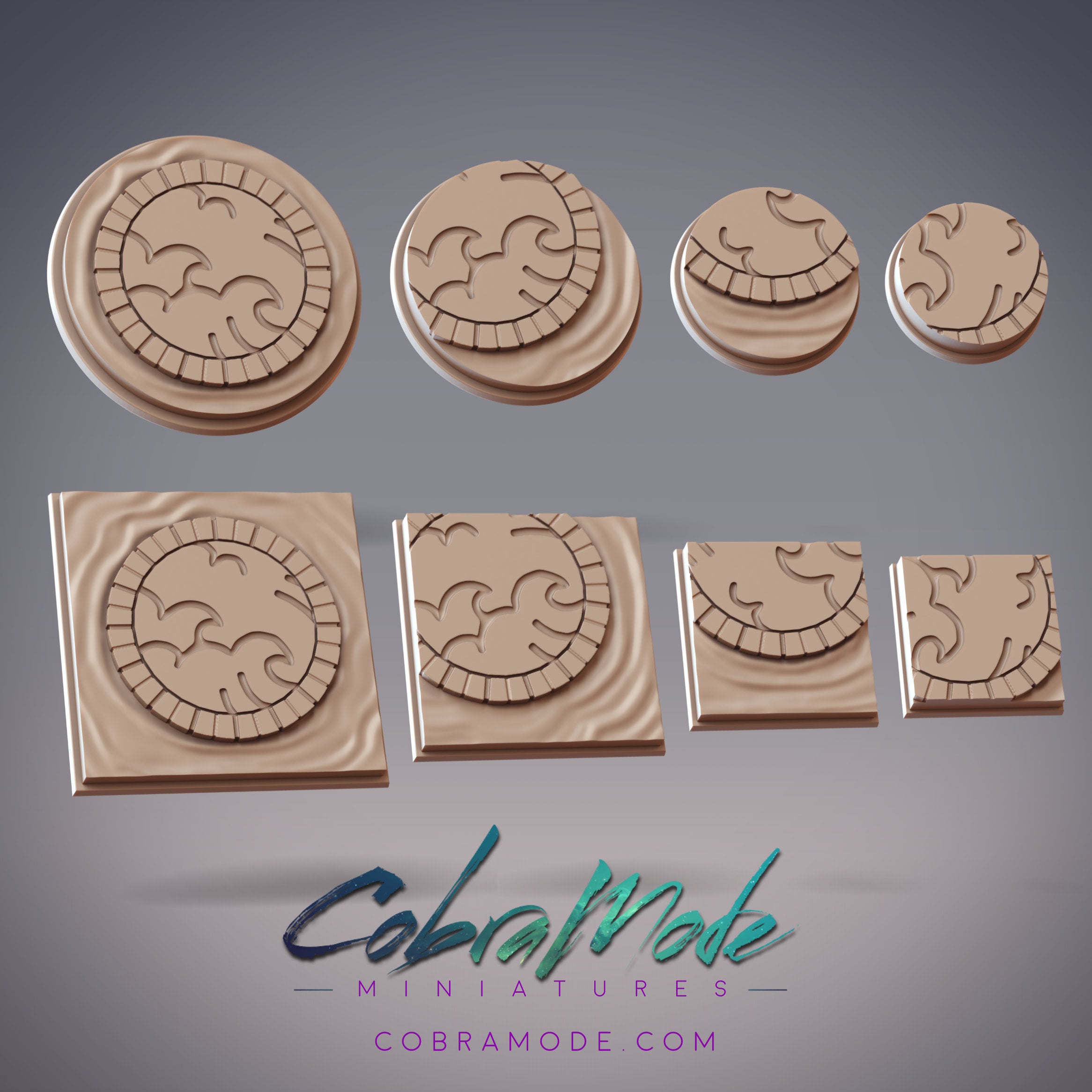 Cloud Platform Base Pack (8pcs) - Round and Square Versions 3d model