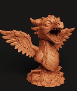 Sleepy Dragon Statue | Hoarding Dragon with Treasure | Fantasy Creature Bust | D&D Mythical Beast 3d model