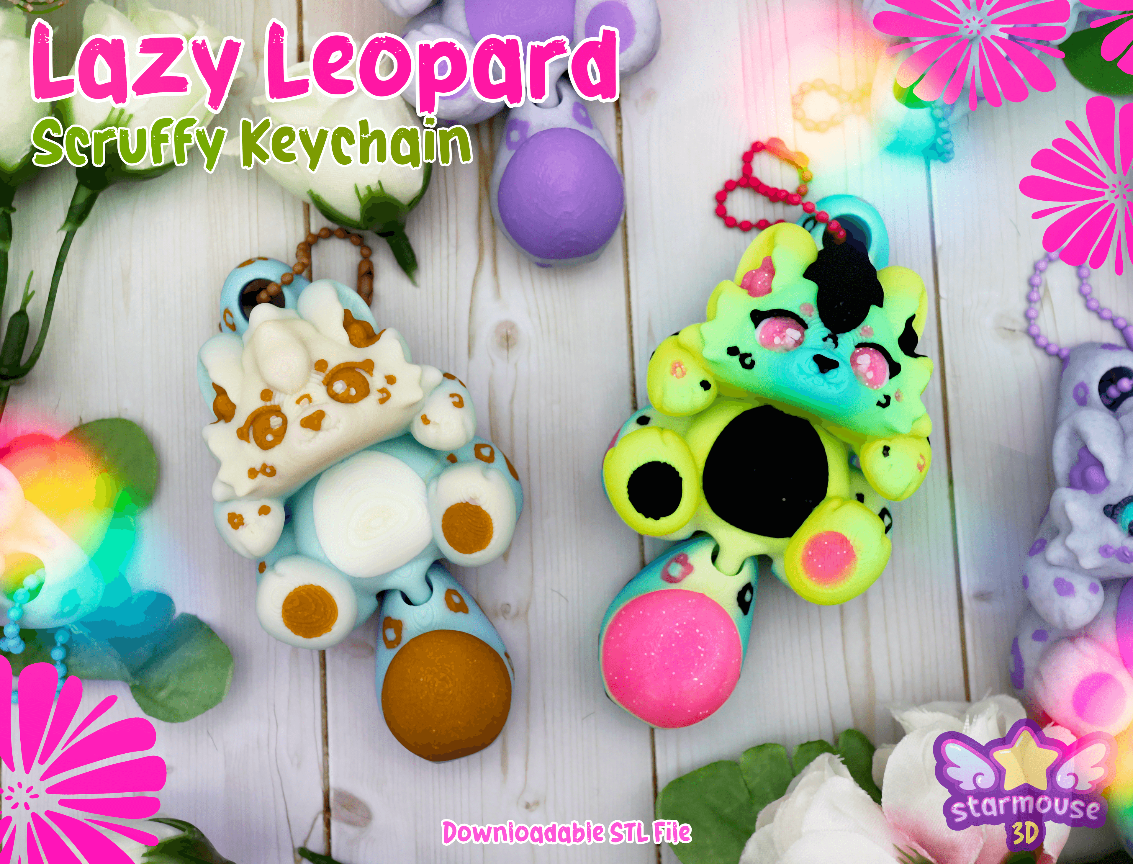 Lazy Leopard Scruffy Keychain (Bonus/Exclusive!) 3d model