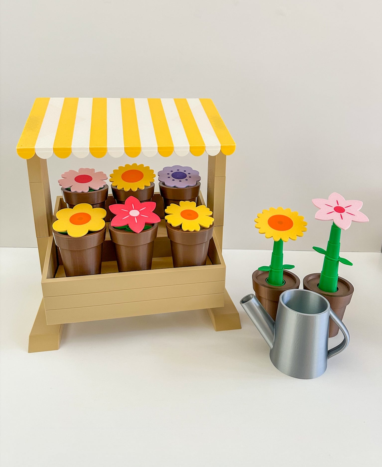Flower Stand for Potted Flowers with Watering Can 3d model