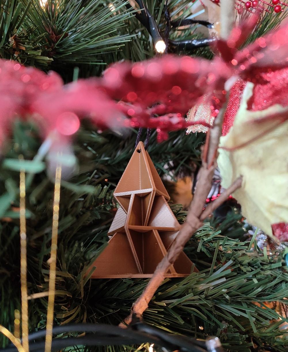Origami Inspired Tree Ornament #4 - Printed with Filament PM Gold PLA on a Longer LK4X  - 3d model